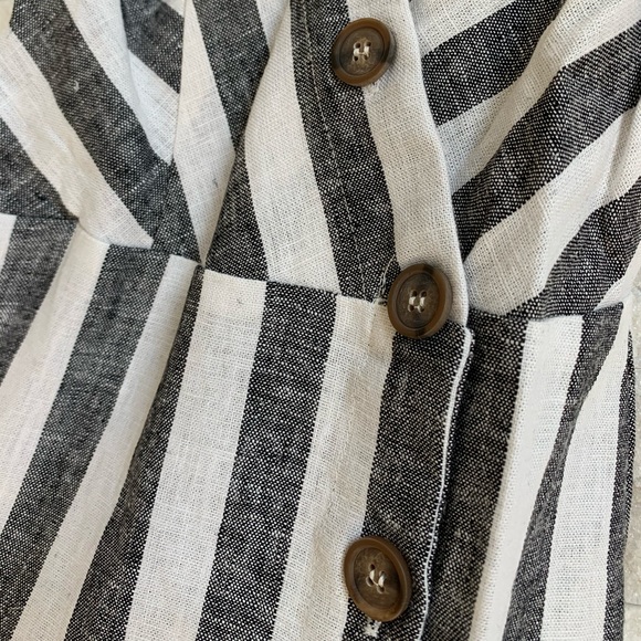 Linen Striped Asymmetrical Button Down Dress - Picture 8 of 8